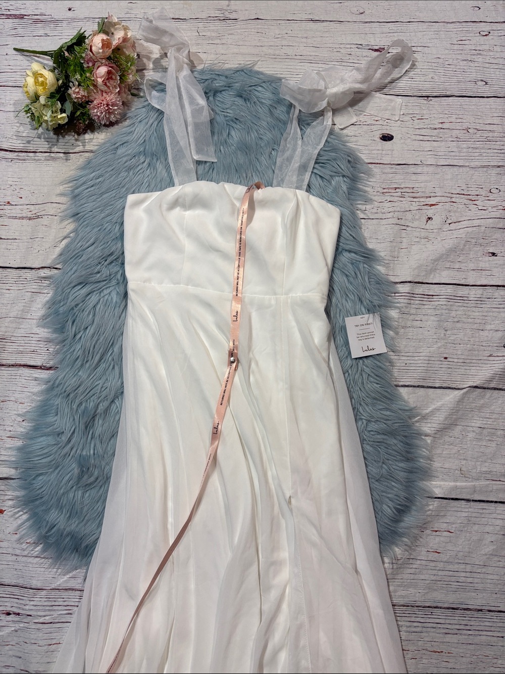 NWT Lulus Radiant Romance White Tie-Strap Maxi Dress - Picture 8 of 9